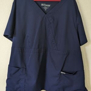 Greys Anatomy by Barco Blue plus size scrub top 5xl